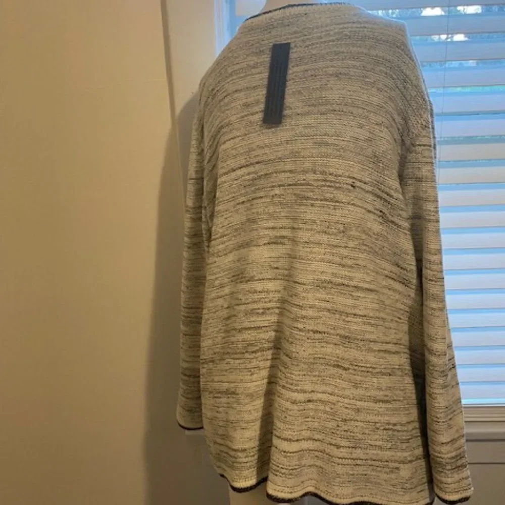 Belldini Gray/White/Black trim zip front cardigan, size 3X